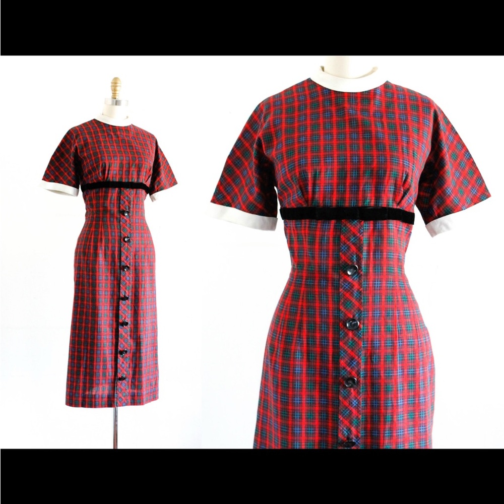 Plaid 1950s Wiggle Dress